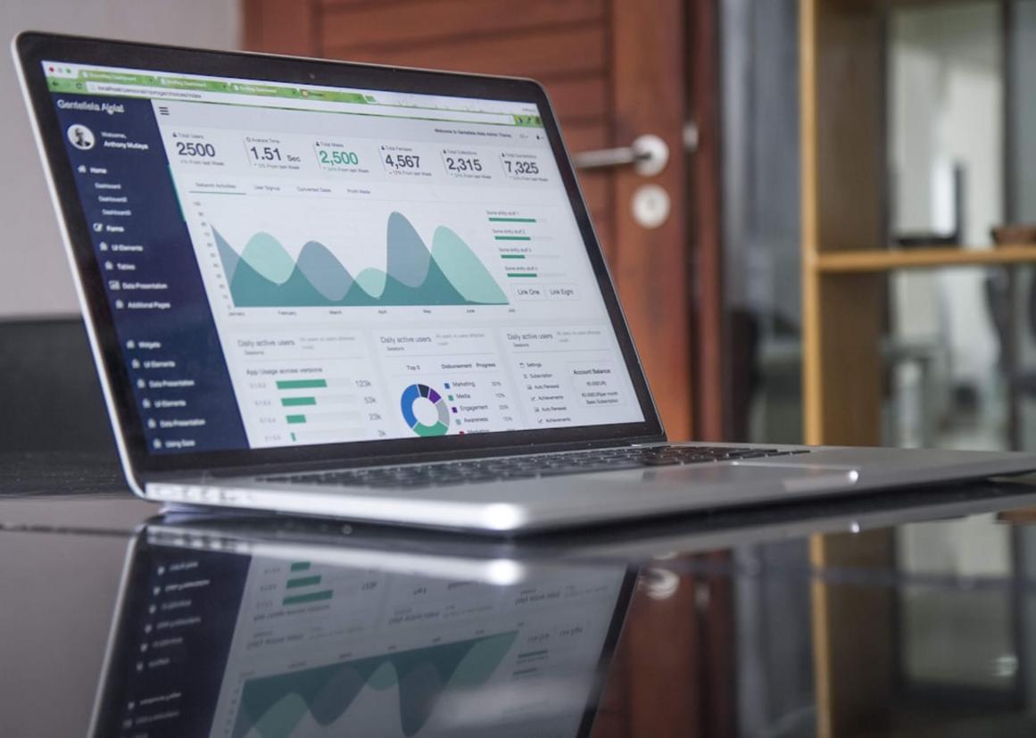 business analyst discussing financial results and market valuation with charts and graphs