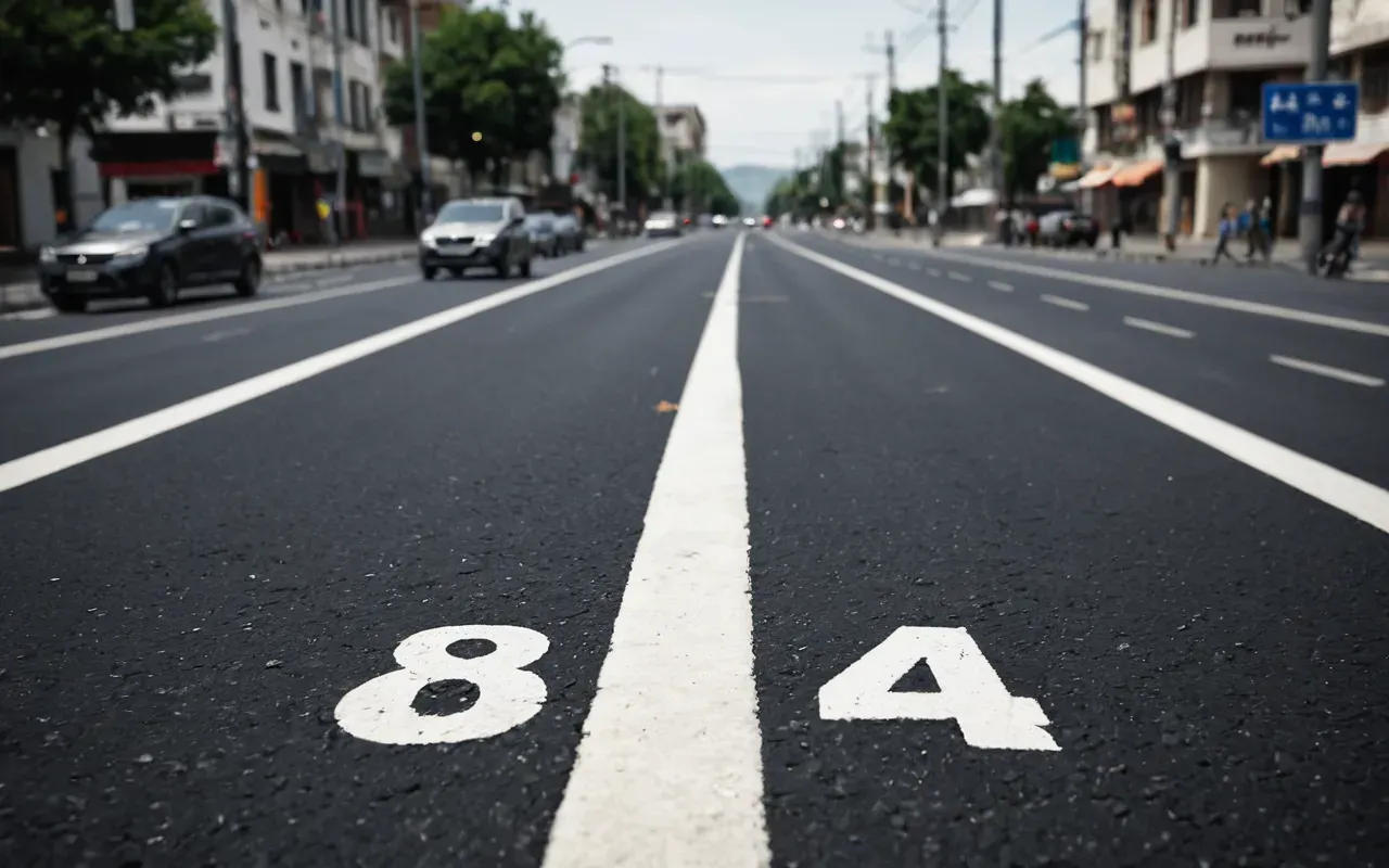 A designated waiting lane for motorcycles is clearly marked on a wide city intersection during the daytime. The road surface is clean asphalt with white painted lines separating the scooter section from car traffic.